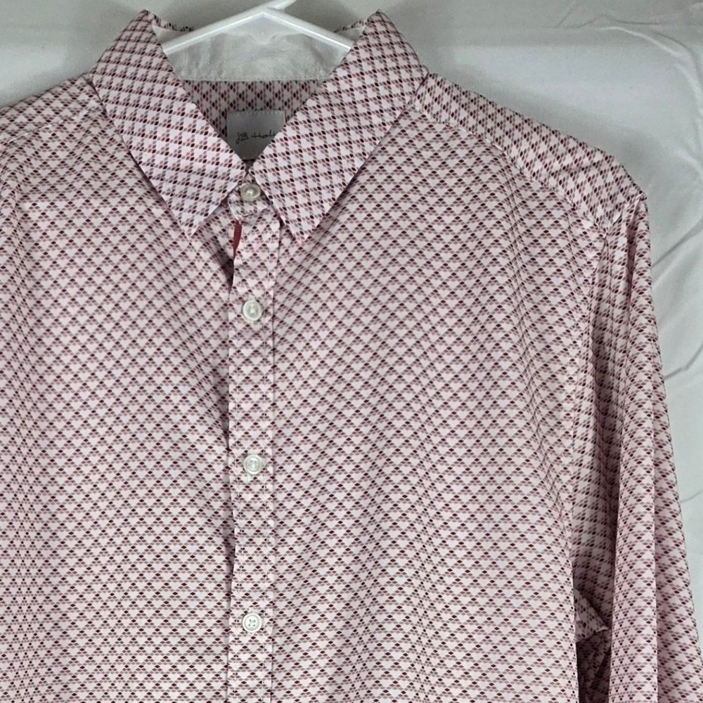 J.B. Holt Mens Standard Fit Geometric Diamond Print Button Down Shirt Red M